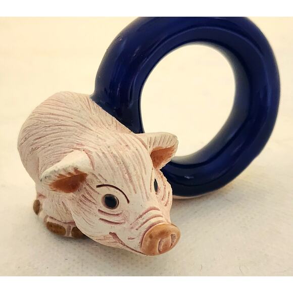 NAPKIN RINGS-LEPS Peru Terracotta-Snail, Pig, Parrot, Raccoon-Set of 4 - Picture 3 of 12